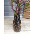 Leopard Tortoise Shell Glass Glass Vase Black Leopard Vase